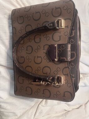GUESS Brown Monogram Interior Tote and Wallet